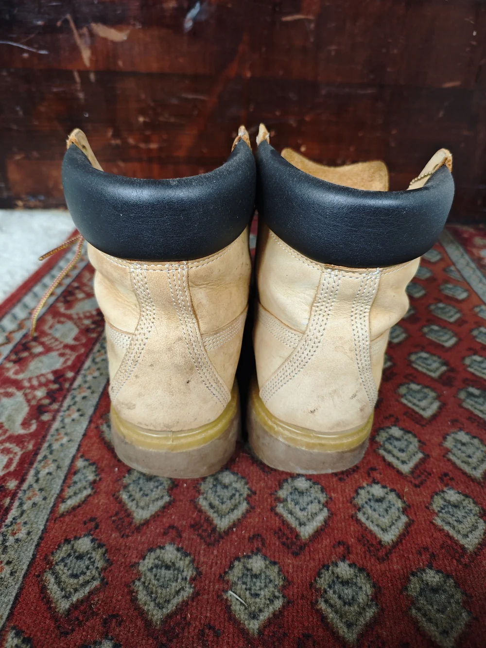 Timberland Wheat/Tan Work Boots with Black Collar